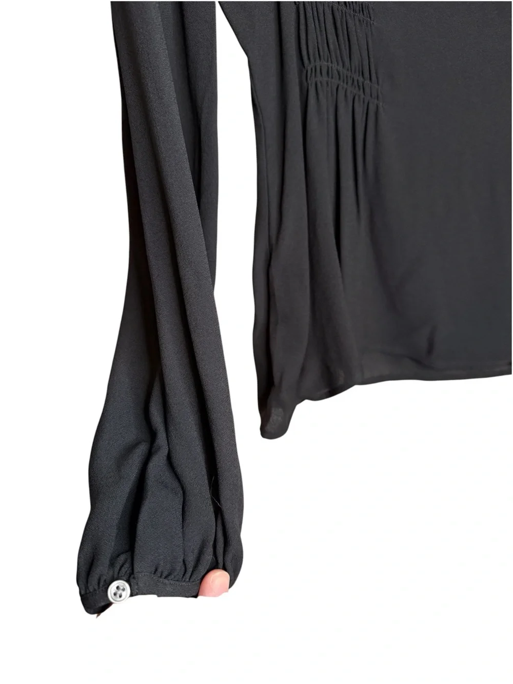 J. Crew Shirred Waist Chiffon Top in Black Size 8 NWT